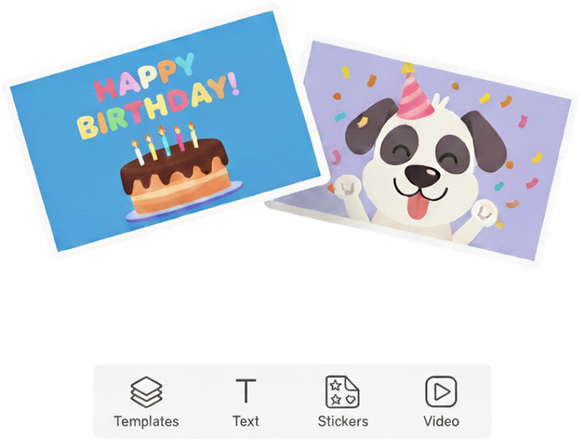 Customizable birthday card features